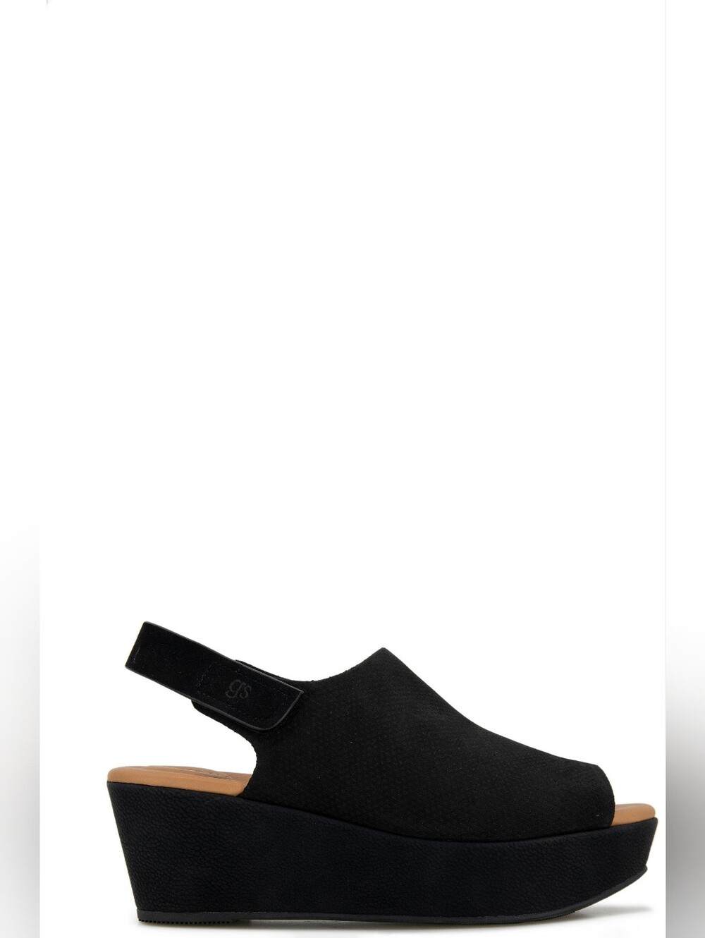 gentle souls Black Wedge Slingback Platform Sandal